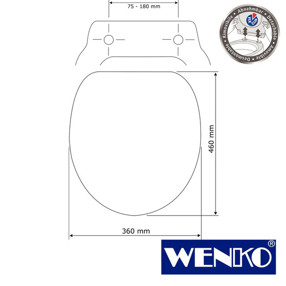 WENKO Premium WC-Sitz Habos, Thermoplast weiß, mit Absenkautomatik