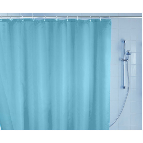 WENKO Anti-Schimmel Duschvorhang Uni Light Blue, Textil (Polyester), 180 x 200 cm, waschbar