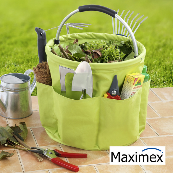 Maximex Garten Caddy XL Grün, großer Aufbewahrungscaddy mit Außentaschen