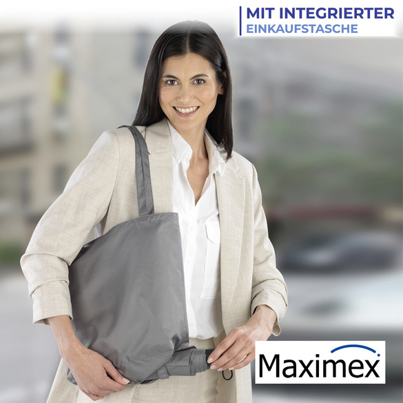 Maximex 2-in-1 Taschenschirm, 40 x 40 cm, praktischer Taschenschirm mit integrierter Tasche