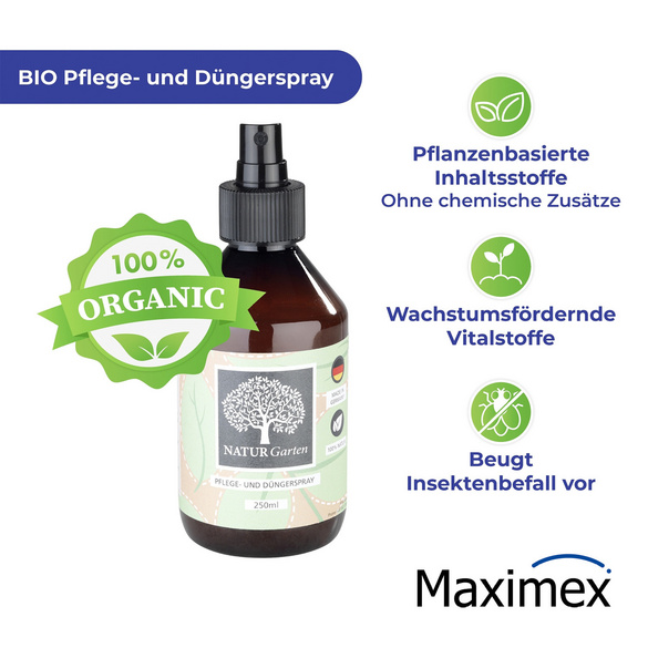 Maximex BIO Pflege- und Düngerspray 250ml, 100% natürliche Inhaltstoffe