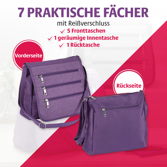 Schultertasche mit RFID-Schutz pflaume