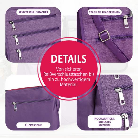 Schultertasche mit RFID-Schutz pflaume