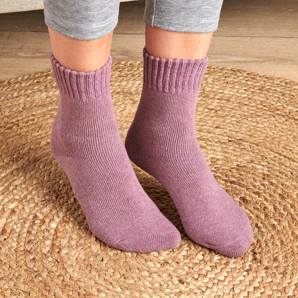 Socken grau-wollweiß-lila 3er-Set