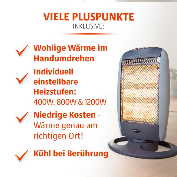 Halogen-Heizstrahler mit 3 Heizstufen Bergström