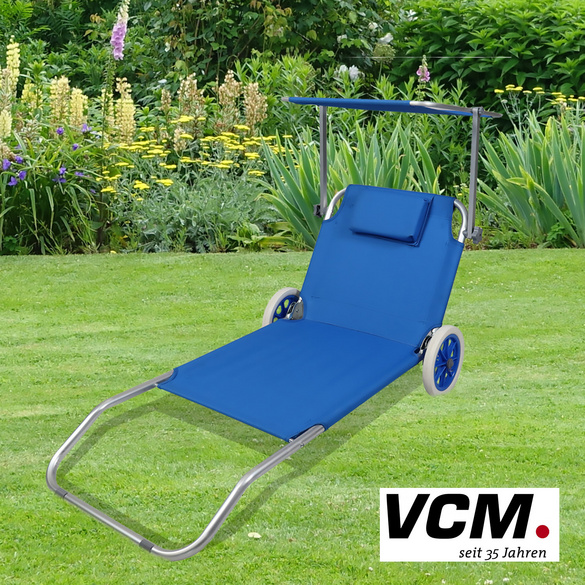 VCM Gartenliege Sonnenliege rollbar Blau