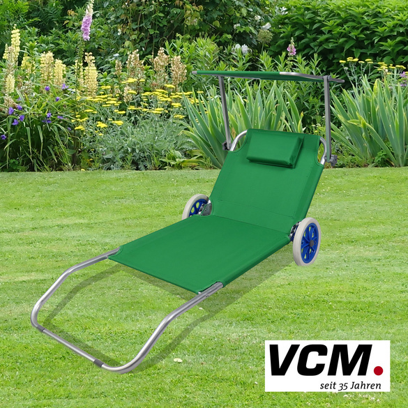 VCM Gartenliege Sonnenliege rollbar Grün
