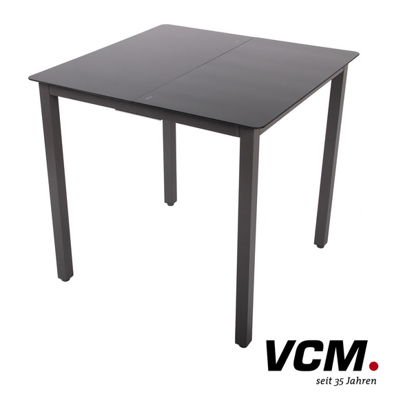 VCM Gartentisch aus Alu 80x80 Schwarz
