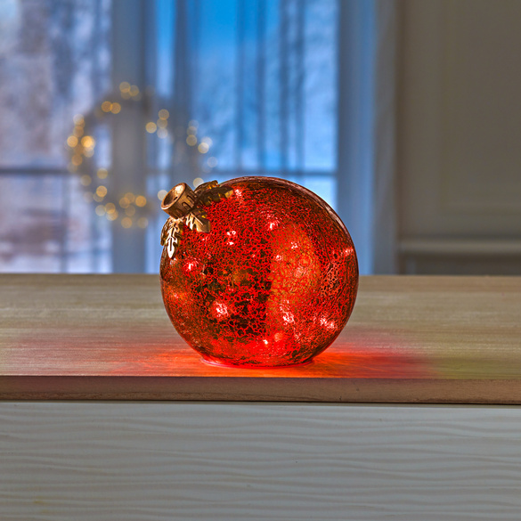 LED-Glaskugel "Schneeflocke" rot