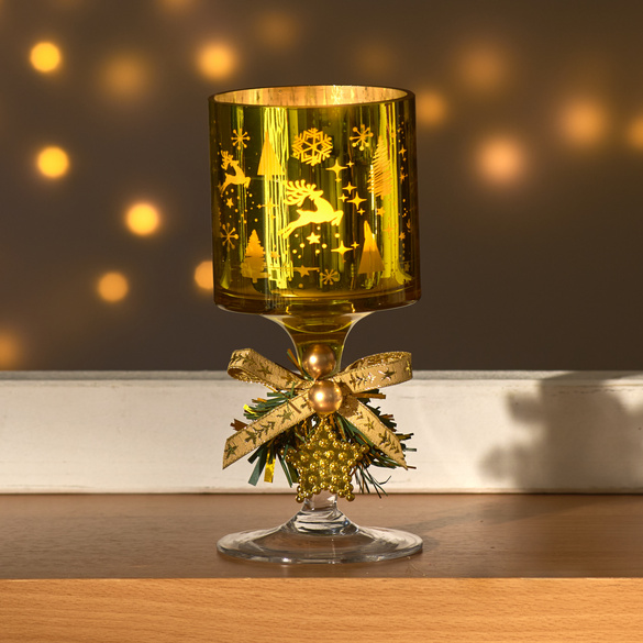 Glas-Teelichthalter goldfarben