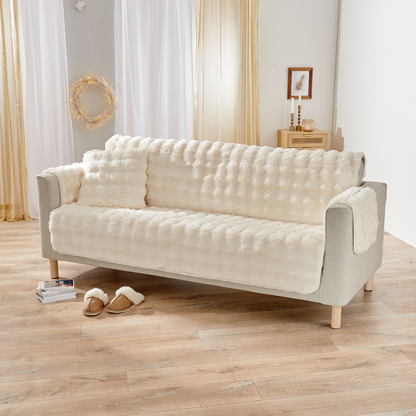 Sofaüberwurf 3-Sitzer "Bubble-Fleece" 180 x 150 cm creme Eldo