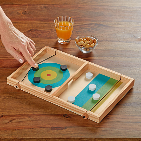 Holzspiel Puck & Curling 2-in-1