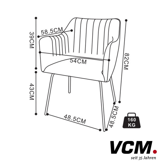 VCM Esszimmerstühle "Valia" Hellgrau 2er Set