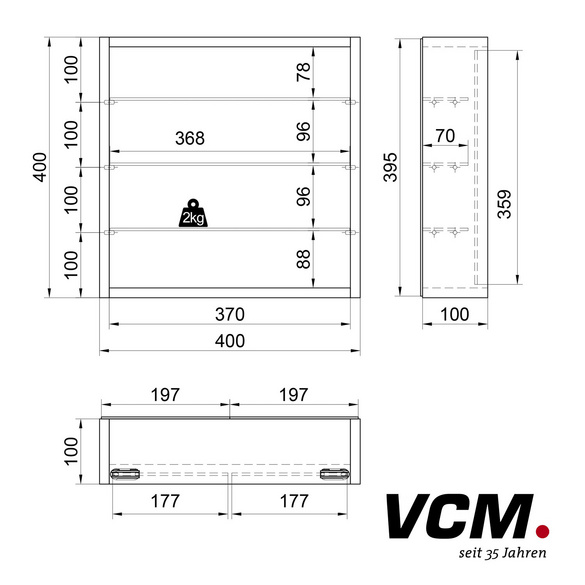 VCM Wandvitrine "Mandosa S" Schwarz