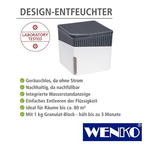 WENKO Raumentfeuchter Cube Weiß 1000 g, Luftentfeuchter