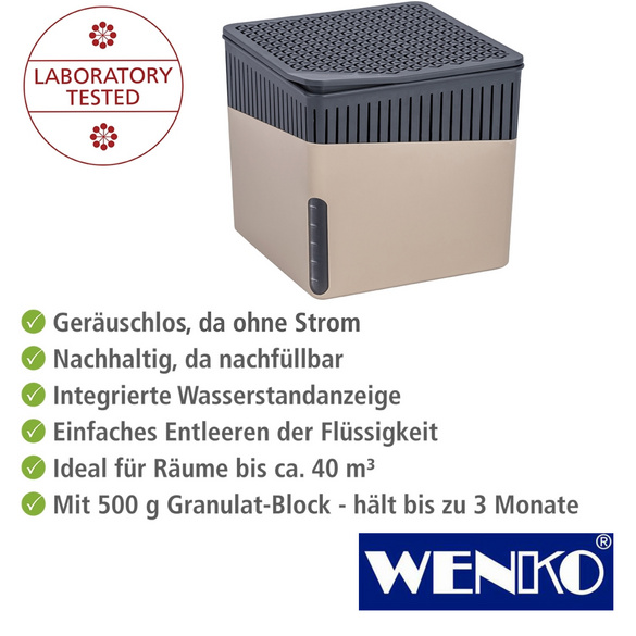 WENKO Raumentfeuchter Cube Beige 2 x 500 g, für Räume bis ca. 40 m³