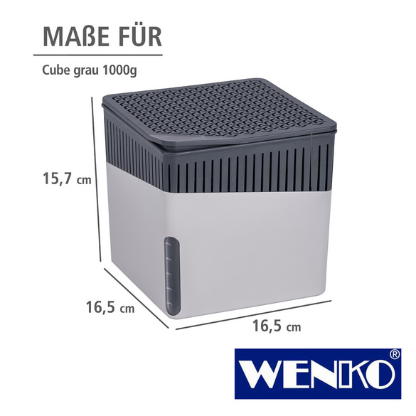 WENKO Raumentfeuchter Cube Grau 1000 g, Luftentfeuchter
