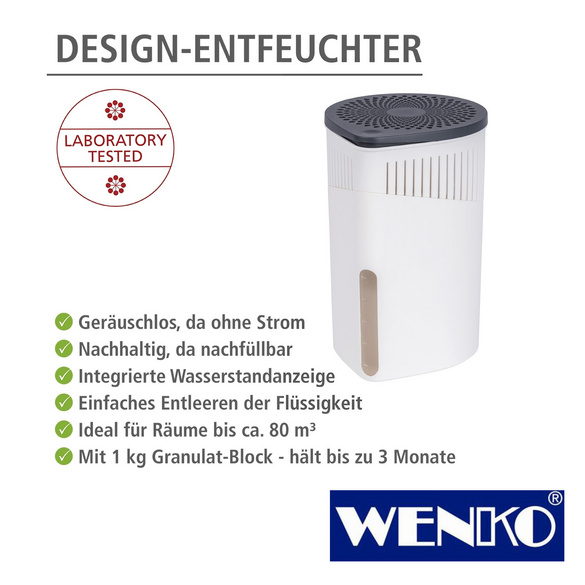 WENKO Raumentfeuchter Drop Weiß 1000 g, senkt die Luftfeuchtigkeit