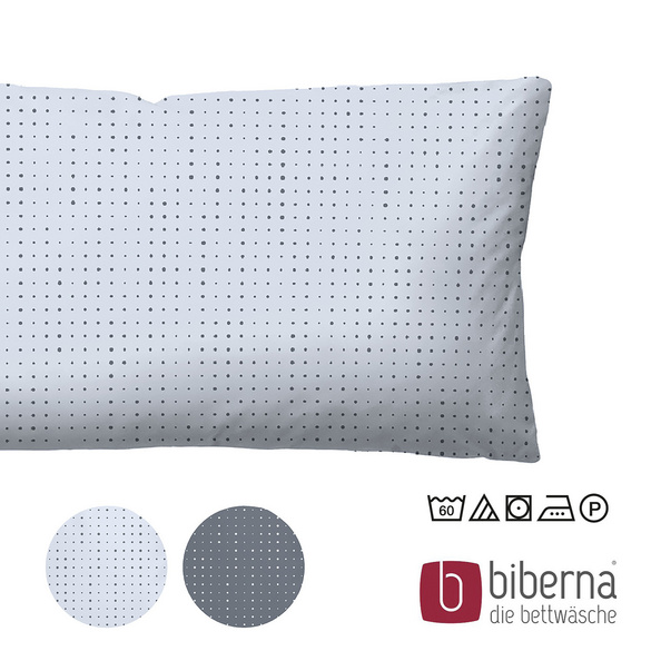 biberna Mako-Satin Kopfkissenbezug PUNKTE - MIX & MATCH   blau, 40x80 cm