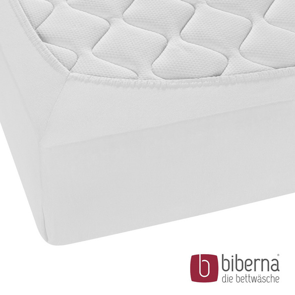 biberna Feinjersey-Spannbetttuch weiss, 1x 140x200 cm - 160x200 cm