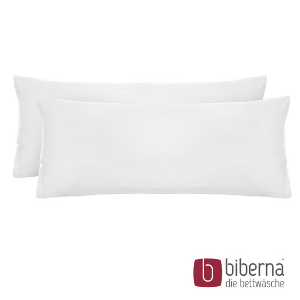 biberna Feinjersey-Kopfkissenbezug Doppelpack weiss, 2x 40x80 cm