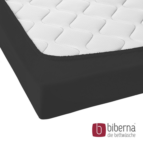 biberna Jersey-Elastic-Topper-Spannbetttuch schwarz, 1x 140x200 cm - 160x220 cm