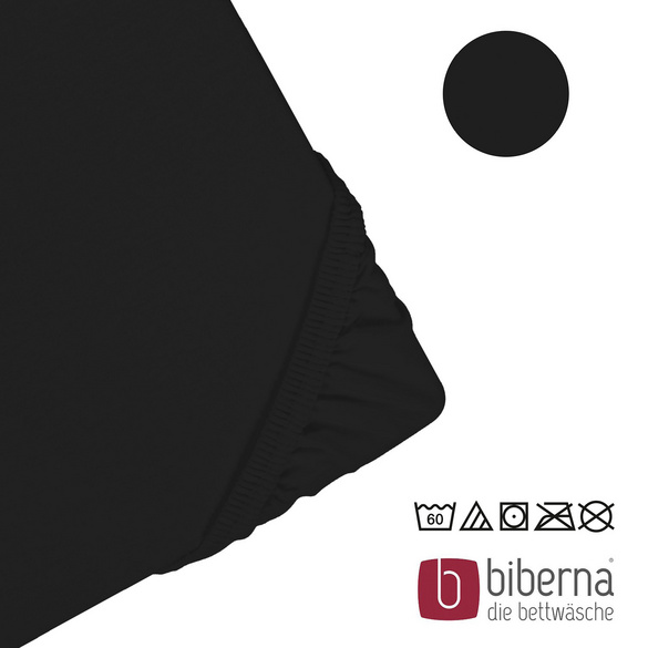 biberna Jersey-Elastic-Topper-Spannbetttuch schwarz, 1x 90x190 cm - 100x220 cm