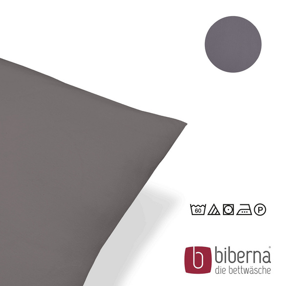 biberna Feinjersey-Kopfkissenbezug Doppelpack silber/grau, 2x 80x80 cm