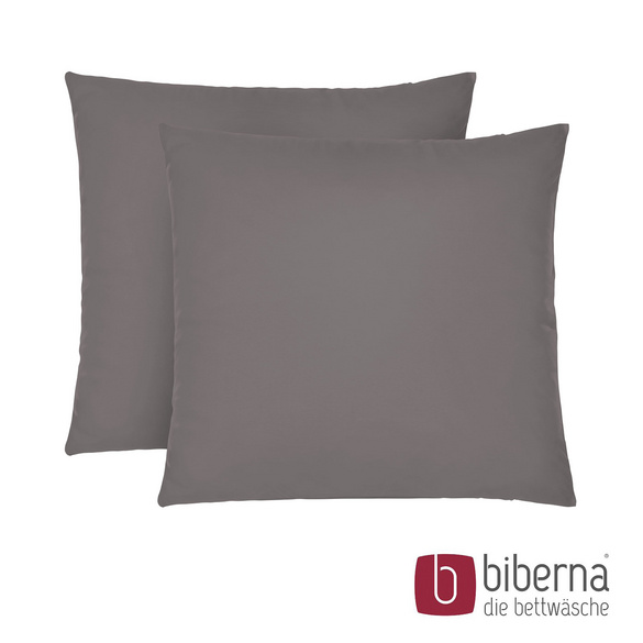 biberna Feinjersey-Kopfkissenbezug Doppelpack silber/grau, 2x 40x40 cm