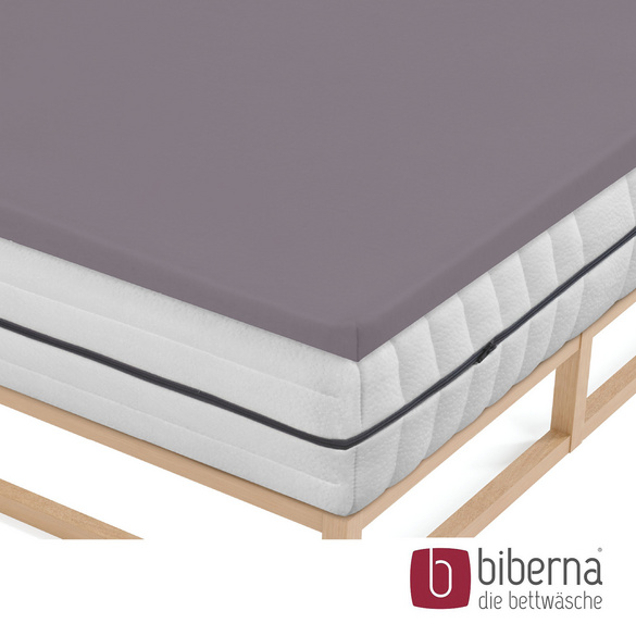 biberna Jersey-Elastic-Topper-Spannbetttuch silber/grau, 1x 90x190 cm - 100x220 cm