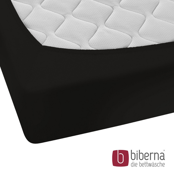 biberna Feinjersey-Spannbetttuch schwarz, 1x 140x200 cm - 160x200 cm