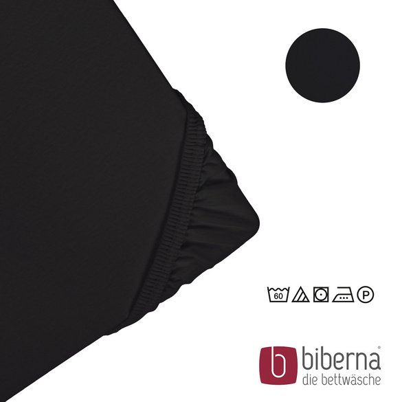 biberna Feinjersey-Spannbetttuch schwarz, 1x 140x200 cm - 160x200 cm