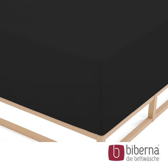 biberna Jersey-Elastic-Boxspring-Spannbetttuch schwarz, 1x 90x190 cm - 100x220 cm