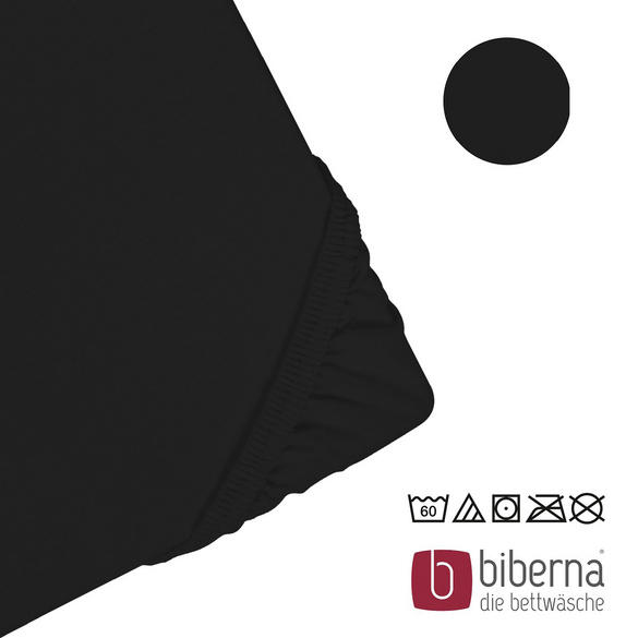 biberna Jersey-Elastic-Boxspring-Spannbetttuch schwarz, 1x 140x200 cm - 160x220 cm