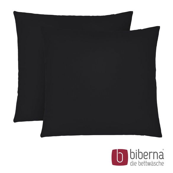 biberna Feinjersey-Kopfkissenbezug Doppelpack schwarz, 2x 80x80 cm