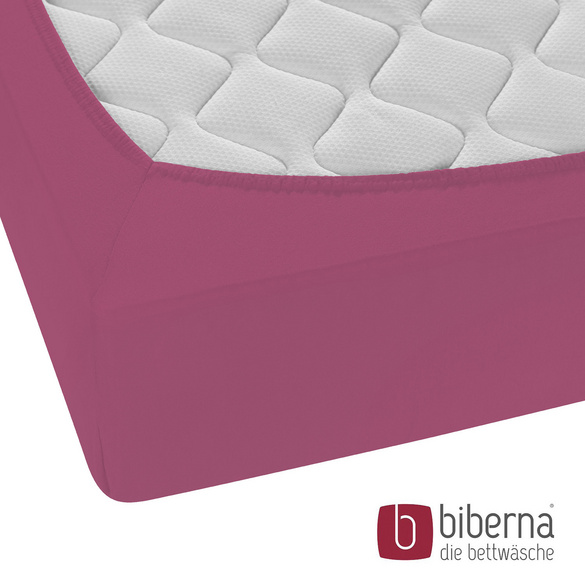 biberna Feinjersey-Spannbetttuch brombeer, 1x 180x200 cm - 200x200 cm