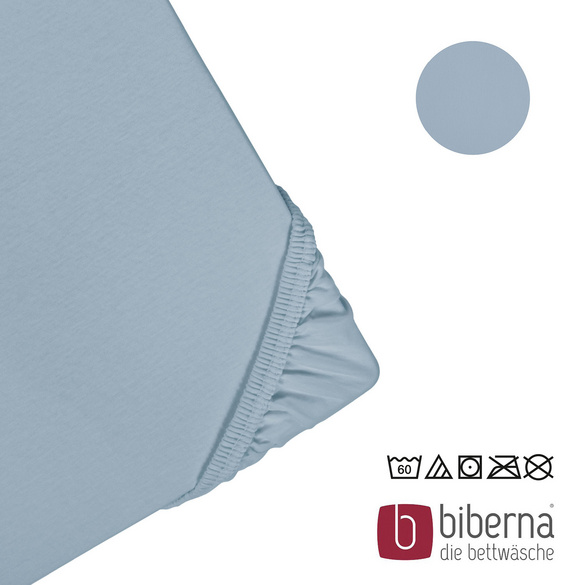 biberna Feinjersey-Spannbetttuch taubenblau, 1x 90x190 cm - 100x200 cm