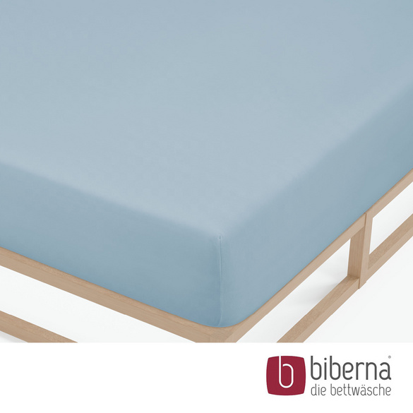 biberna Feinjersey-Spannbetttuch taubenblau, 1x 60x120 cm - 70x140 cm