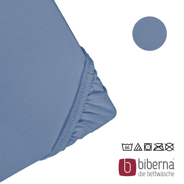 biberna Feinjersey-Spannbetttuch blau, 1x 90x190 cm - 100x200 cm