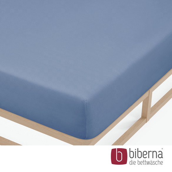 biberna Feinjersey-Spannbetttuch blau, 1x 180x200 cm - 200x200 cm