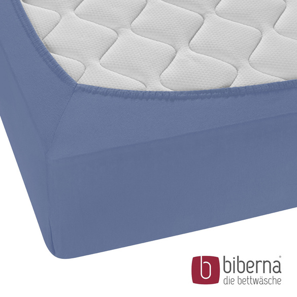 biberna Feinjersey-Spannbetttuch blau, 1x 180x200 cm - 200x200 cm