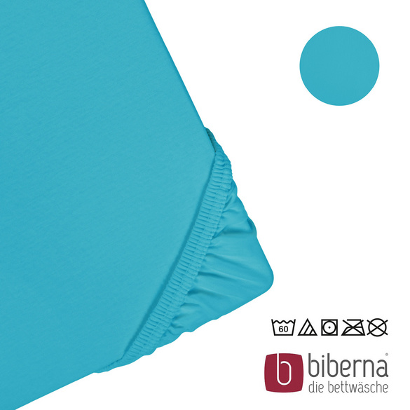 biberna Feinjersey-Spannbetttuch türkis, 1x 180x200 cm - 200x200 cm