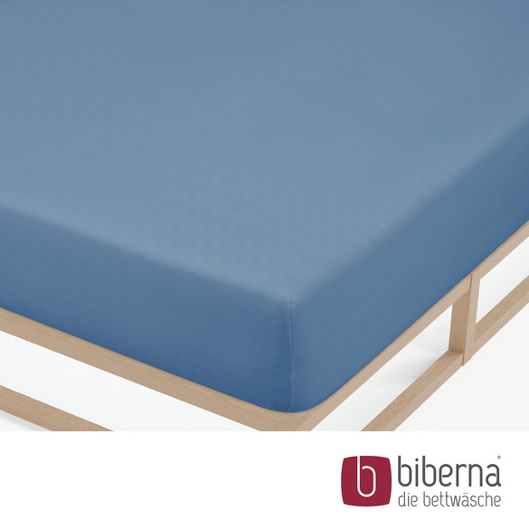 biberna Feinjersey-Spannbetttuch azurblau, 1x 90x190 cm - 100x200 cm