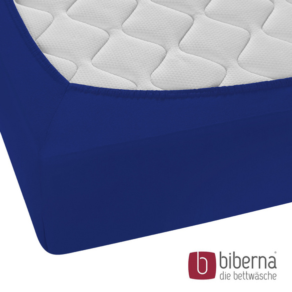 biberna Feinjersey-Spannbetttuch saphir, 1x 180x200 cm - 200x200 cm