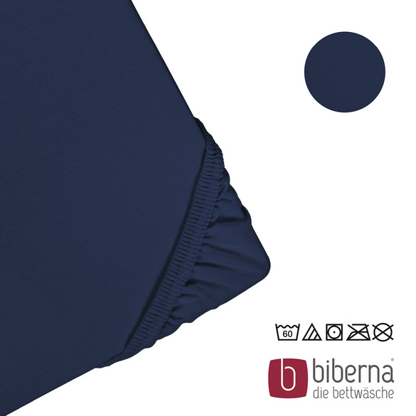 biberna Feinjersey-Spannbetttuch marine, 1x 90x190 cm - 100x200 cm