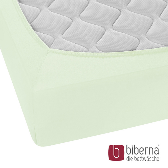 biberna Feinjersey-Spannbetttuch mint, 1x 90x190 cm - 100x200 cm