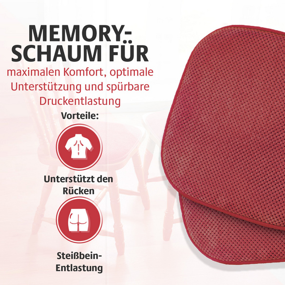 Sitzkissen mit rutschfester Unterseite rot 2er-Set Eldo