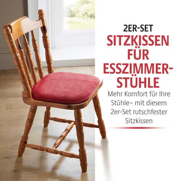 Sitzkissen mit rutschfester Unterseite rot 2er-Set Eldo
