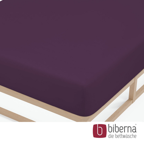 biberna Feinjersey-Spannbetttuch dunkel violett, 1x 140x200 cm - 160x200 cm