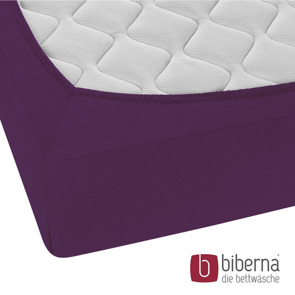 biberna Feinjersey-Spannbetttuch dunkel violett, 1x 140x200 cm - 160x200 cm